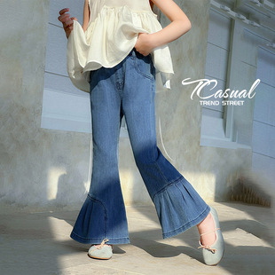 Children's casual jeans 2025 spring new Denim flared pants