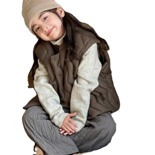 Girls' Down Vest 2024 New Style Outer Wearing Vest for Children Korean Style Autumn and Winter Middle and Big Children Outer Wearing Down Jacket Coat