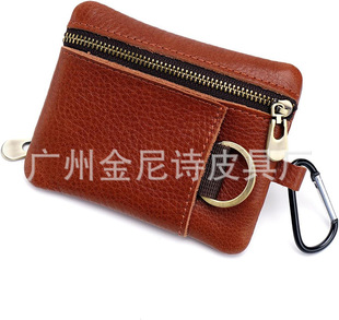 New Japanese Style Mini Coin Purse Card Holder Cowhide Small Wallet Zipper Outdoor Sports Cosmetics Bag Small Hanging Bag Customization