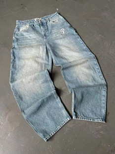 Street American Style Jeans Ins Pants Harajuku Hip Hop Alphabet Loose Jeans Men's Fashion Jeans