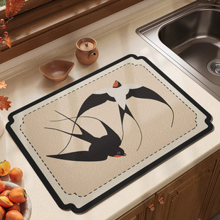 New Chinese Tea Mat Absorbent Mat Kitchen Countertop Drain Mat Chinese Style Non-Slip Anti-Scalding Table Mat Coaster Multi-Material