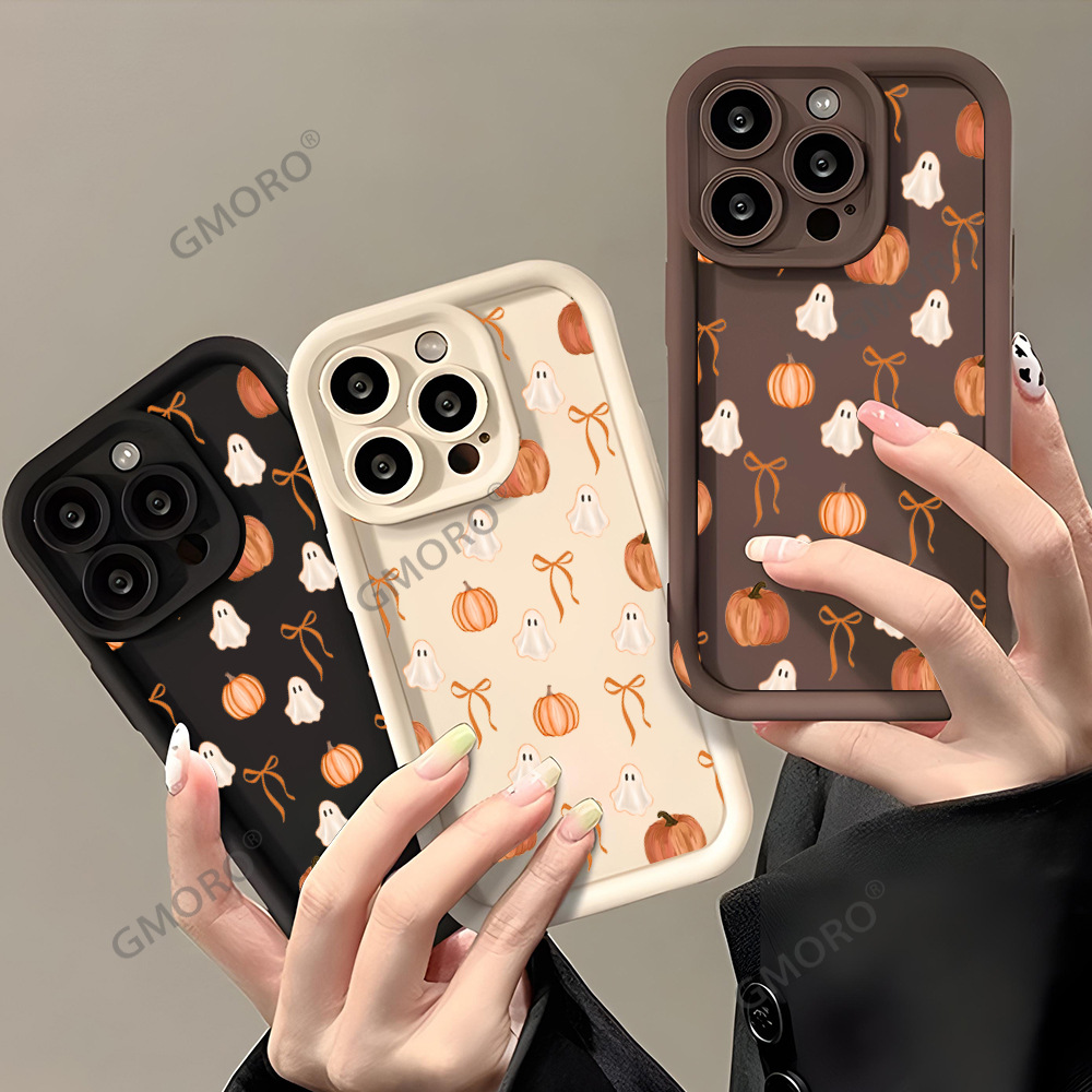 Cross-border Bestseller Cute Ghost Pumpkin Phone Case for iPhone 17 Halloween Apple 16pm Matte Silicone Soft Case
