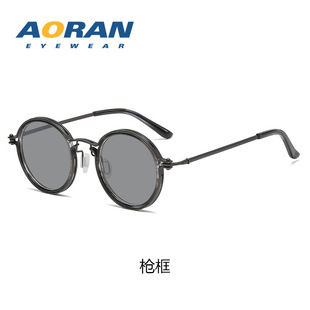 Anti-Black Storm Sun Honglei Same Style Sunglasses Men's Metal Round Frame Men's Retro Sunglasses with Myopia Glasses Women