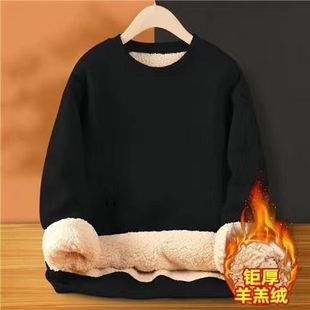 2024 Casual Lamb Fleece Light Version Round Neck Sweater fleece-lined Warm Clothes Autumn and Winter Solid Color Round Neck Sweater for Men and Women