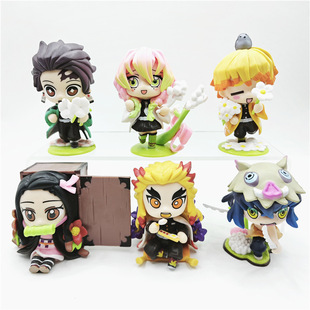 Ghost Extinguishing Blade Scene Inflammation Column Love Column Bean Charcoal Zhilang Toy Model Ornaments Blind Box Gashapon Doll