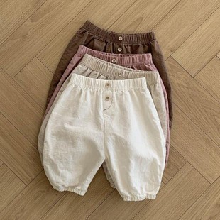 韩国婴幼儿简约休闲七分裤宝宝夏季舒服百搭裤子