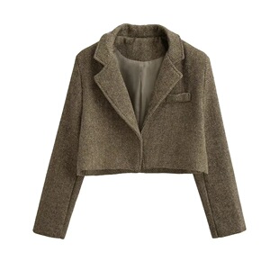 European and American Style Spice Girl Vintage Lapel Long-sleeved Short Coat Women's Autumn and Winter New Style Chanel Style All-match Suit Top