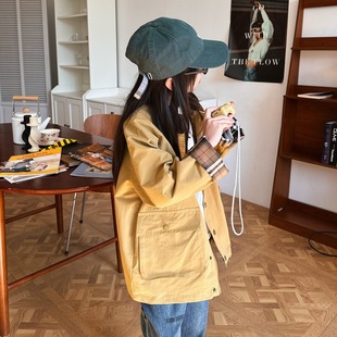 Spring and Summer 2025 New Japanese Children's Retro Old Money Style Loose Laps Coat Casual ZR for Boys and Girls