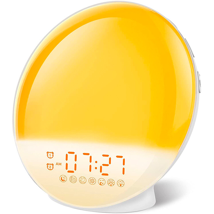 Analog sunrise and sunset wake-up lights LED electronic alarm clock colorful atmosphere lights bedside lights White Noise children's alarm clock