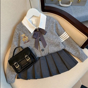 JK British Academy Style Girl's Pleated Skirt Uniform Set Western Style 2023 New Spring Dress Spring and Autumn Children's Internet Celebrity