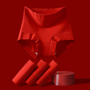 Tongbiao Benmingnian red underwear women 60 combed cotton high waist briefs breathable antibacterial crotch plus size Zhongshan wholesale