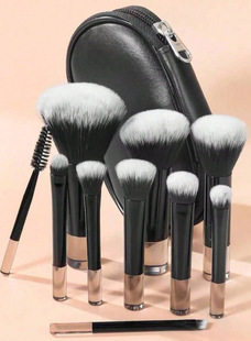 10 mini makeup brush suit with brush bag 16 multi-color long tube makeup brush beauty makeup powder brush cross-border hot sale