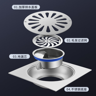 304 stainless steel sewer large displacement 110 pipe deodorant floor drain outdoor garden toilet deodorant anti-blocking floor drain