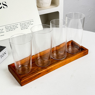 Latte Cup Simple Tea Cup Cocktail Cup Cold Drink Cup Ins Style Wide-mouthed Glass Coffee Cup Lightweight Ice American Style