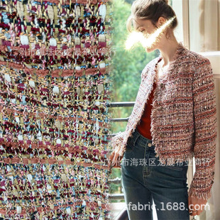 Woolen Small Fragrant Sequin Dress Lady Suit Fabric Men's and Women's Outwear Jacket Fabric Wholesale