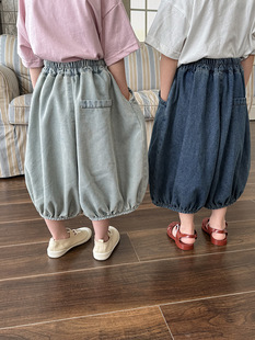 Jiaye Children Pin 2025 Детский летний новый чистый цвет джинсы для мужчин и женщин