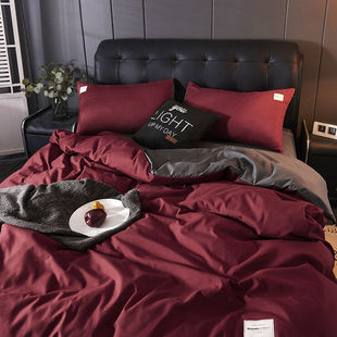 Chinese retro style jujube red wedding supplies four-piece quilt cover dormitory bed three-piece set