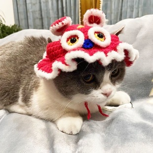Котенок шерстяная вязаная шапка собака маленькая собака ручной работы крючком Забавные милые декоративные аксессуары головной убор