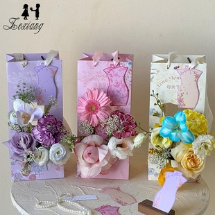 Floriculture Card Happy Mother's Day Wish Message Greeting Card Flower Packaging Leather Gown Hangcard Flower bouquet Decorative tag
