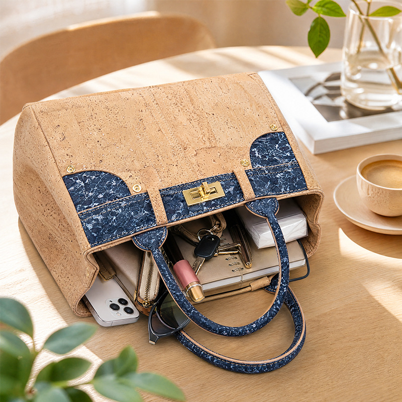 Cross-border cork bark handbags, women's bags, jeans bags, niche designs, high-end small tote bags