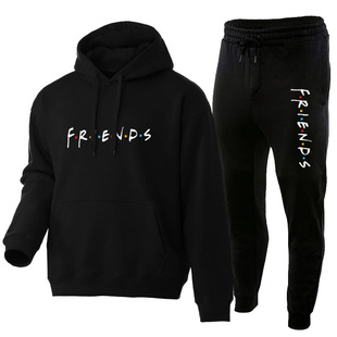 2022 cross-border hot sale hoodie men's sports suit autumn and winter fleece-lined loose sweater men's casual suit
