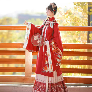 Chan Miaoyi Original (Feng Yu Jinghong) Ming-made Hanfu Women's Spring Horse-faced Skirt suit Red Wedding Dress Ancient Coat