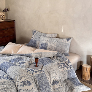 Shu Zunke | | Class A retro old money double-layer wrinkle yarn jacquard bed sheet four-piece cotton cotton fitted sheet quilt cover