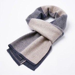 100% pure wool scarf men's and women's wool Korean style versatile knitted thickened warm scarf plaid scarf New