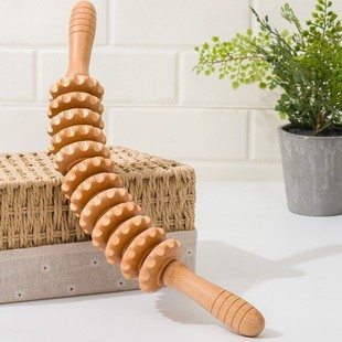 Wooden massage stick massage 12-round massager meridian relaxation neck waist thigh acupuncture points to relieve fatigue