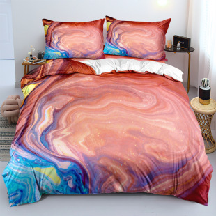 Fantasy gold series three-piece bedding set 90-120g brushed cloth 3D digital printing Amazon barley