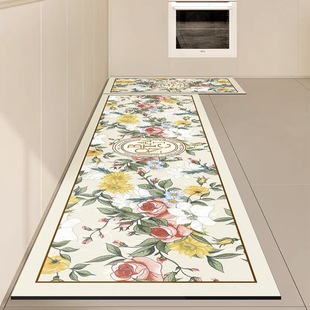 Light luxury American waterproof oil-proof kitchen floor mat household erasable washable pu leather carpet non-slip wear-resistant floor mat