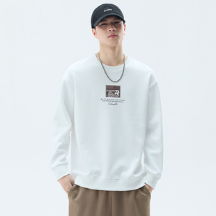 2025 New Long Sleeve Sweater Men's Base Shirt Men's Round Neck Top Casual Printed Cotton Autumn Men's Wear