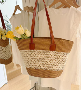 High-grade Sense Straw Bag Women's Summer Rattan Bag Tote Bag Instagram Style Shoulder Beach Bag Niche Art