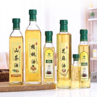 100-1000ml square transparent dark green tea glass olive oil bottle camellia oil peanut oil sesame oil bottle empty bottle