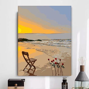 Diy digital oil painting home living room decorative painting AliExpress Amazon cross-border frameless one generation