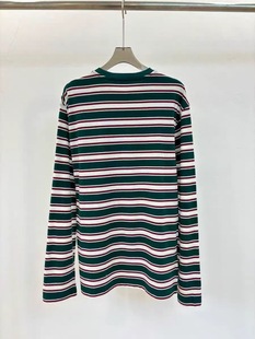 Miao Family 24SS New All-match Casual Loose Color Striped Long-sleeved T-shirt for Men and Women Couple Top