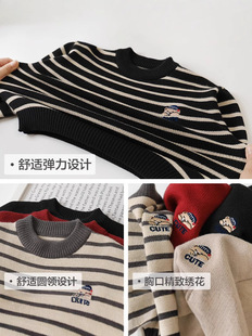 Boys' Sweater Knitted Shirt Warm Top Winter Clothing Autumn and Winter Children's New New New Year's Service Red Festive Children's Clothing