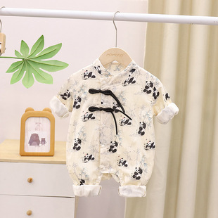 Clearance for Leaks Baby Chinese-style jumpsuit Spring and Autumn Boys' Baby Out-of-town Climbing Clothes Newborn Clothes Spring Clothes