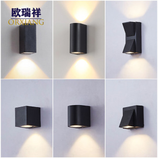 Outdoor double-headed wall lamp waterproof led square round K-shaped wall lamp Villa courtyard corridor balcony night light wall