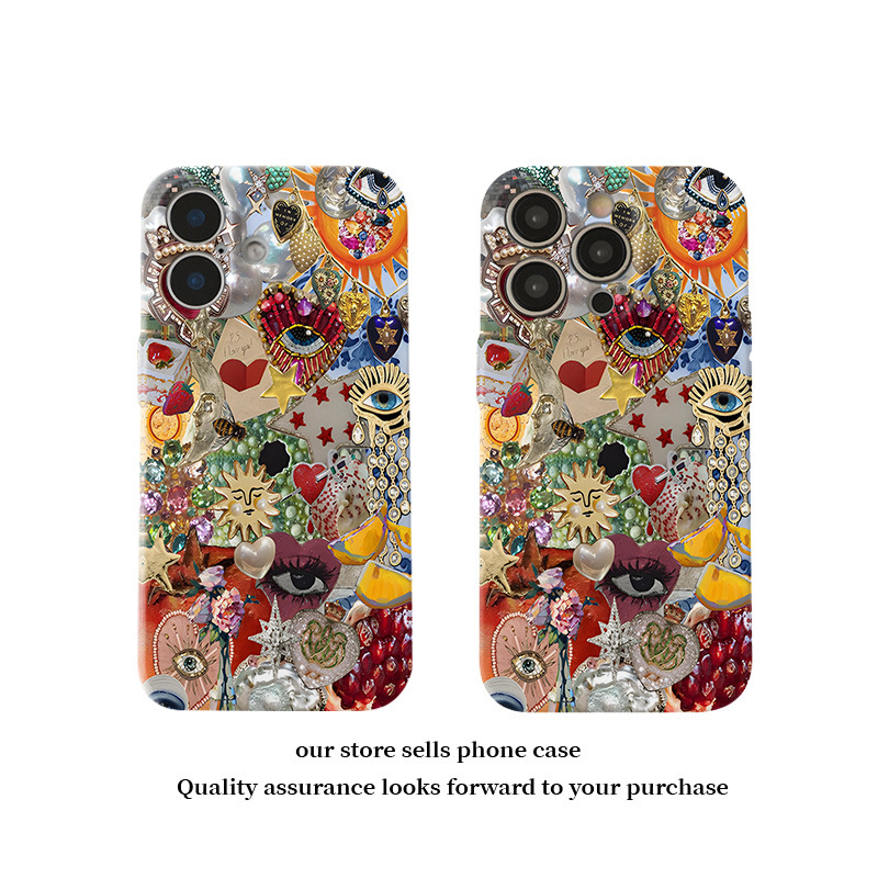 Abstract Eyes Film 2-in-1 Apple Phone Case, 16cm Size, Suitable for iPhone 15 Pro Max, Protects 14cm, Drop-proof, 13/12p