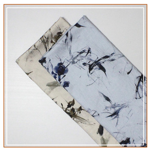 Ramie Tie-Dye Fabric dress Slip Skirt Short Skirt Women's Top Shirt Leaf Branch Printed Fabric