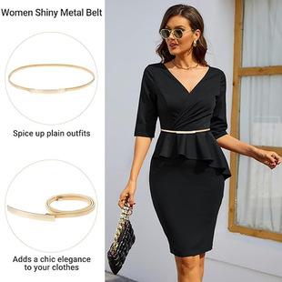 Metal elastic elastic thin matching skirt with the new belt women's waist chain decorative dress waist skirt
