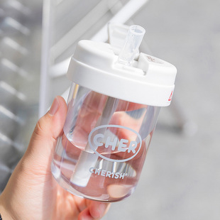 Large Capacity Suction Tube Cup New Tons Cup Juice Drink Milk Plastic Cup Cute Small Ins Simple Water Cup