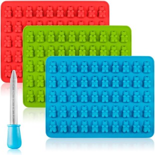 50 Hole Bear Ice Lattice Silicone Mold DIY Handmade Candy Chocolate Biscuit Baking Tray