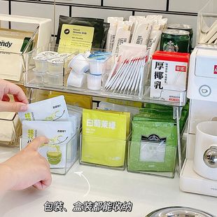 Cross-border Explosions Coffee Capsule Tea Bag Storage Box Desktop Multifunctional Transparent Snack Storage Box with Lid
