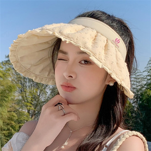 New Sunscreen Hat Women's Summer Korean-style Sweet Lace Empty Hat Outdoor Mountain Climbing Shell Hat Sunshade Sun Hat