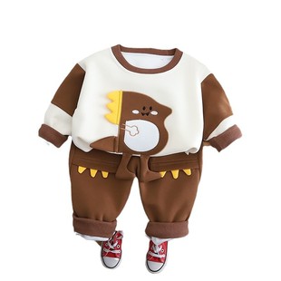 Spring New Color Matching All-match Cartoon 2025 Boys' Baby Casual Simple Two-piece Baby Sweatshirt Clothing Set