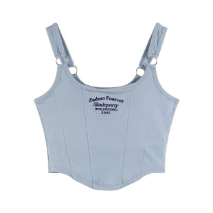 Summer Spice Girl Vest Women's Breathable Beautiful Back Comfortable Fixed Cup with Chest Pad Integrated Outer Wear Base Short Top