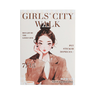 Girl City Bank Fashion Figure PET Sticker Bag Retro Cute Girl Die-cut Hand Account Collage Pendulum Decoration