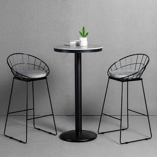 Rock Board Round Table Bar High Table and Chair Milk Tea Shop Leisure Billiards Room Commercial Table and Chair Balcony Home Bar Table and Chair